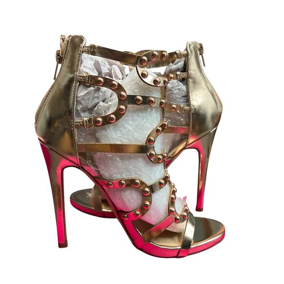 Shoedazzle Strappy Heels Size 5.5 Rose Gold Fairy Princess Party Wedding Guest - Picture 5 of 8